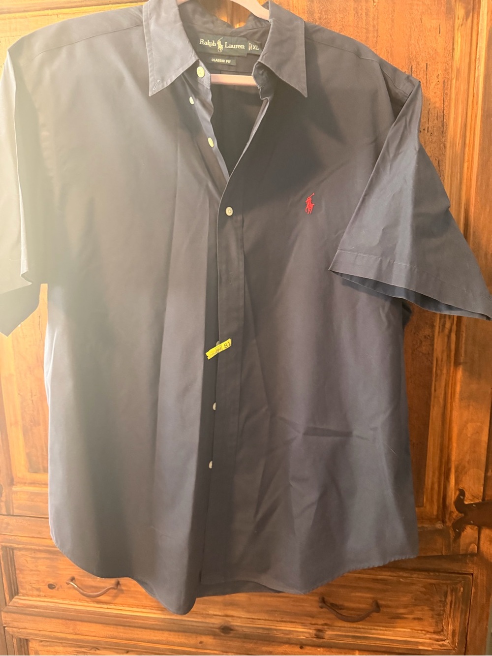 Ralph Lauren Navy Short Sleeve Button-Up with Red Pony